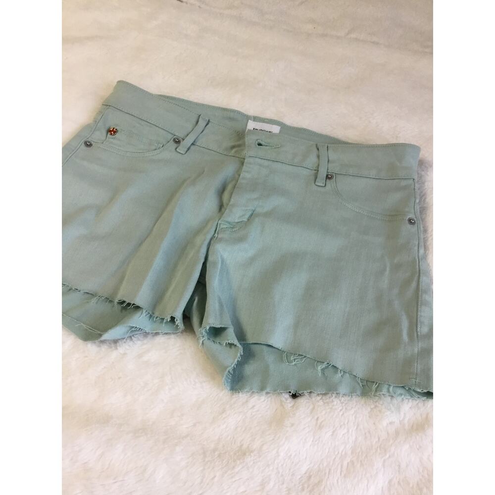 Hudson Wild Green Denim Amber Fray Hem Shorts - Picture 2 of 13